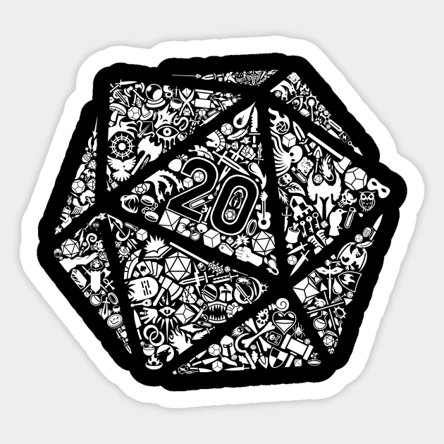 Mosaic D20 Sticker by Glassstaff